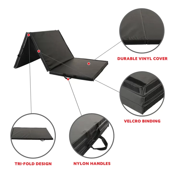 Folding Gym Mat - Thin Foldable Training Exercise Mat - Image 3